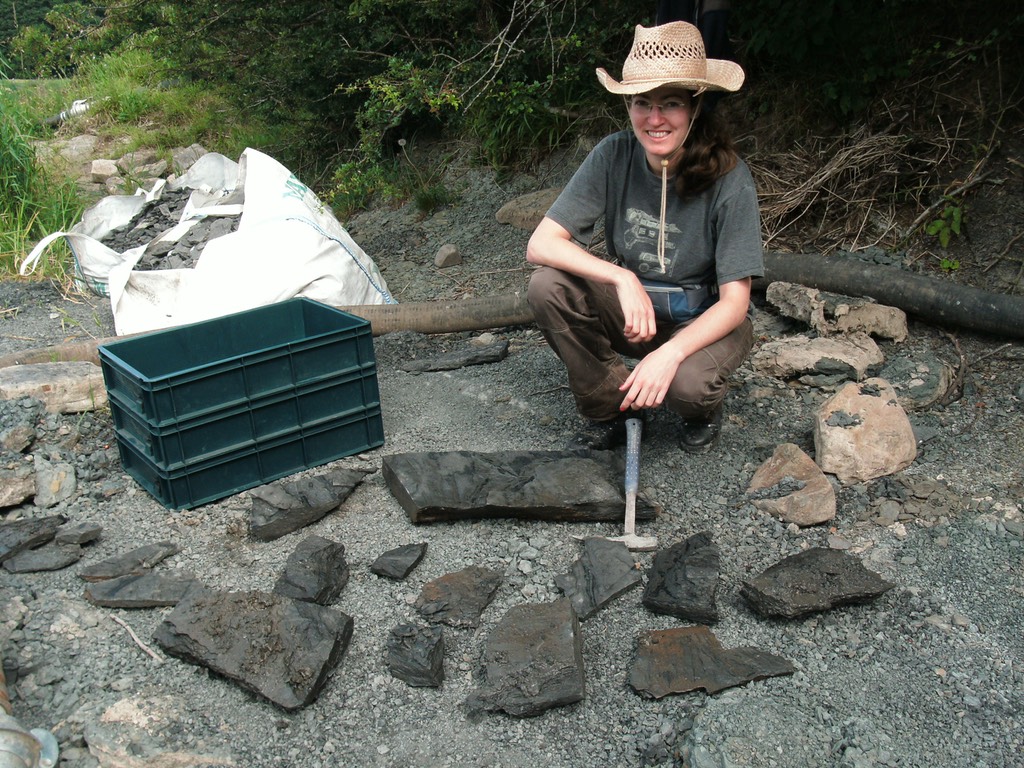 Carys on geology fieldwork in the Scottish Borders