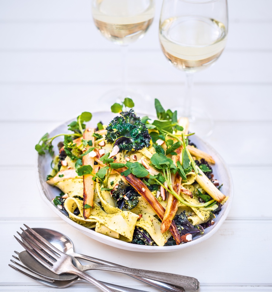 Pappardelle with Artichoke & Almond Sauce