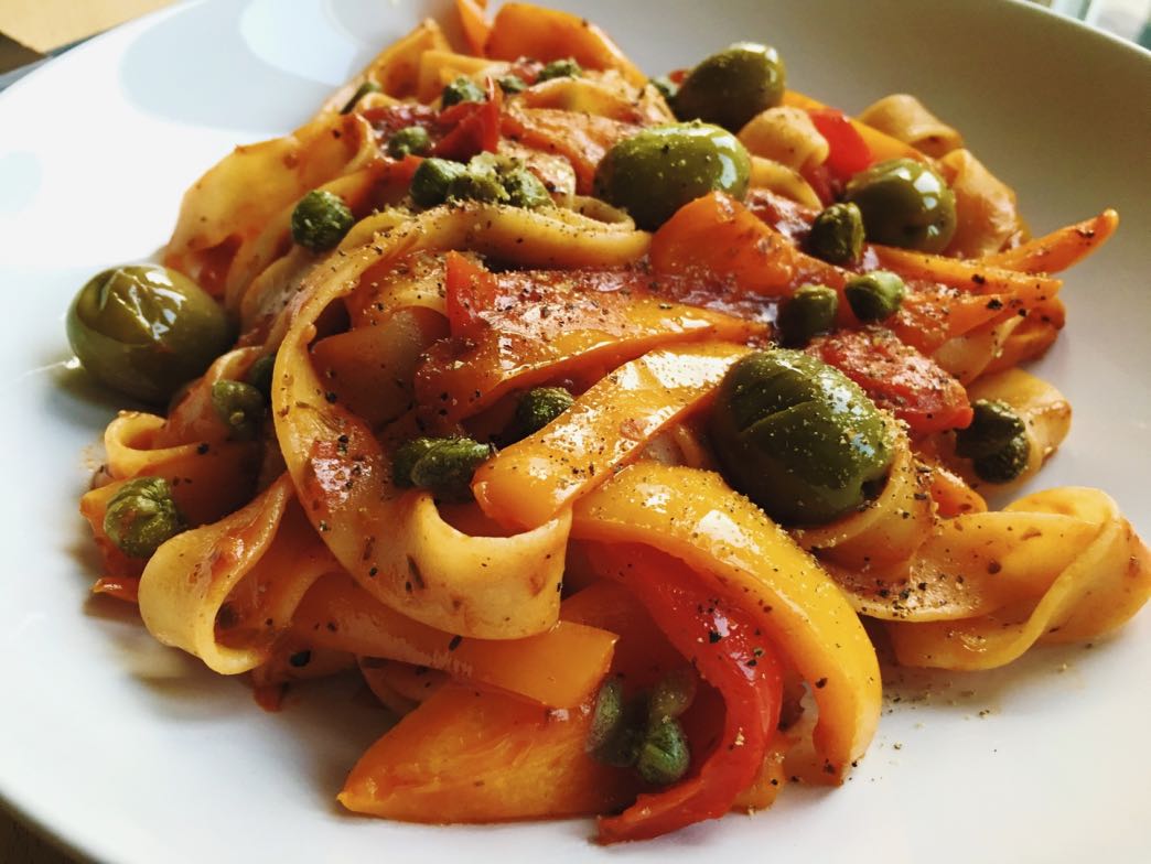 Pappardelle and vegetables