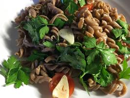 Pasta and flat leaf parsley