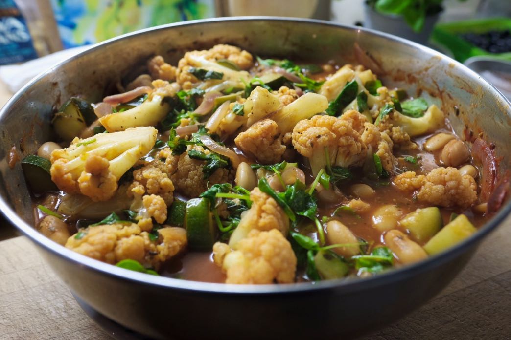 Cauliflower courgette and butter bean meal